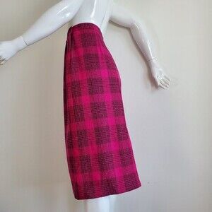 Vintage 80's Peabody House Pink Plaid Midi Pencil Skirt